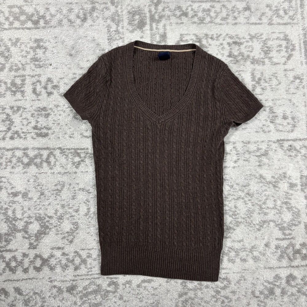 Y2K VTG GAP Cable Knit V Neck Sweater Brown Women's Size Small